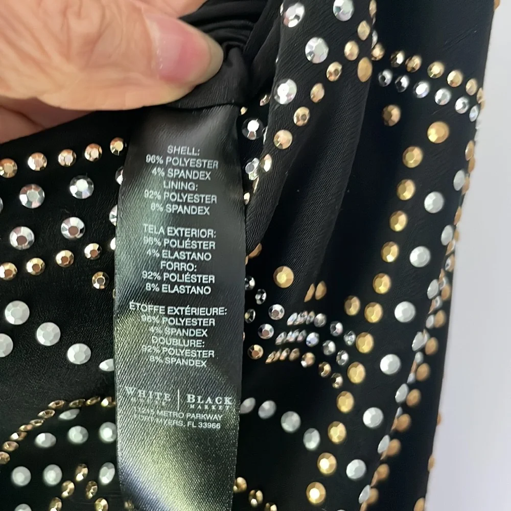 WHBM XXS Black Sleeveless Shift Dress with Gemstones & Studs - Picture 5 of 6